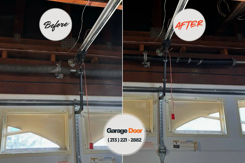 Before and after: garage door repair Weatherford, TX